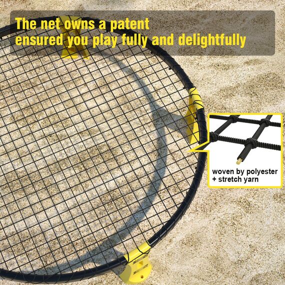 Mookis Blinngoball Roundnet-Spiele für Familien spiderball Set Ball Trampolin bestehend aus Spielnetz, 2 Bällen, Kordelzug, Ballpumpe mit 1 Nadel und Handbuch