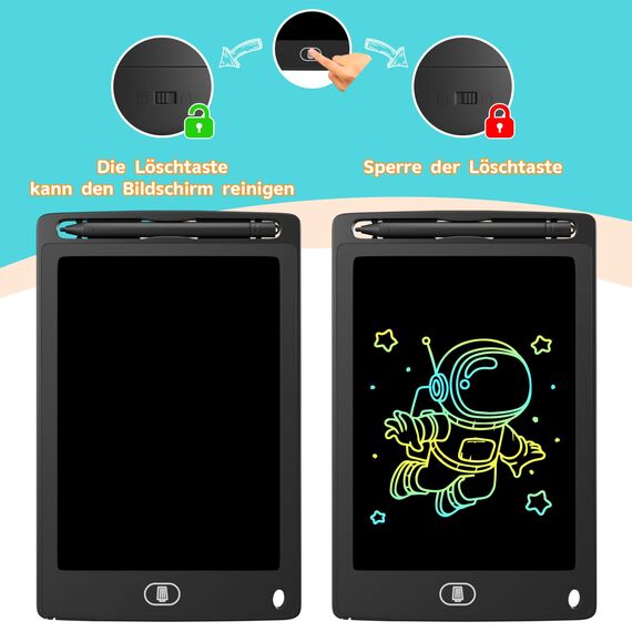 3 Pack LCD Schreibtafel 8,5 Zoll, Buntes LCD Writing Tablet, Löschbarer Wiederverwendbarer Grafiktablett Zeichenbrett Geschenk für Kinder 2 3 4 5 6 7 Jahre - Blau, Schwarz, Rosa