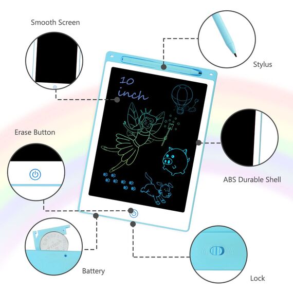 Vicloon Zaubertafeln für Kind 10 Zoll LCD Schreibtafel, Kreatives Spielzeug für Kind Erwachsene Mädchen und Jungen - Blau