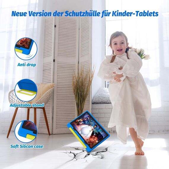 Freeski Kinder Tablet 10.1 Zoll, Android 14 Tablet für Kinder mit Kindersicherung APP, 8GB+64GB+1TB Erweiterbar, 5MP+8MP, 5000mAh, Wi-Fi 6, Bluetooth5.0, Type-C(Blau)