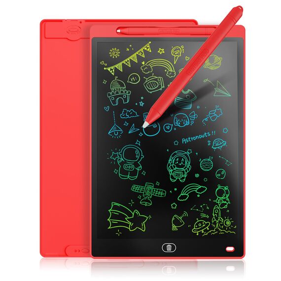 Genialba LCD-Farbschreibtafel 21,6 cm, elektronisches Zeichenbrett - Graffiti-Zeichenbrett mit tragbarer, löschbarer Zeichentafel, Geschenk für Kinder (Rot)