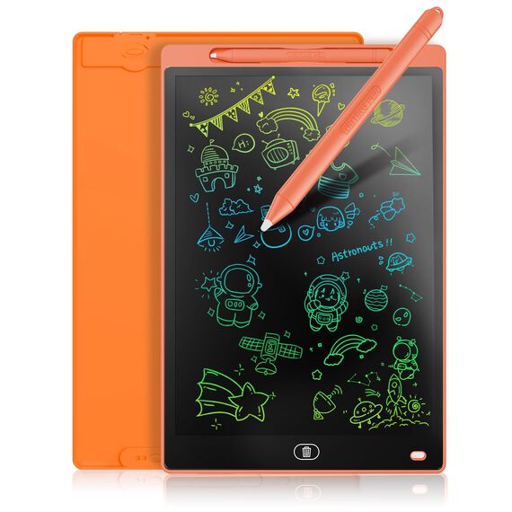 LCD Schreibtafel 10 Zoll, Genialba Buntes LCD Schreibtablett, Tragbares Löschbares Zeichenbrett, Elektronischer Tablette, Grafiktablett für Kinderspiele 2 3 4 5 6 7 Jahre alte Mädchen (Orange)