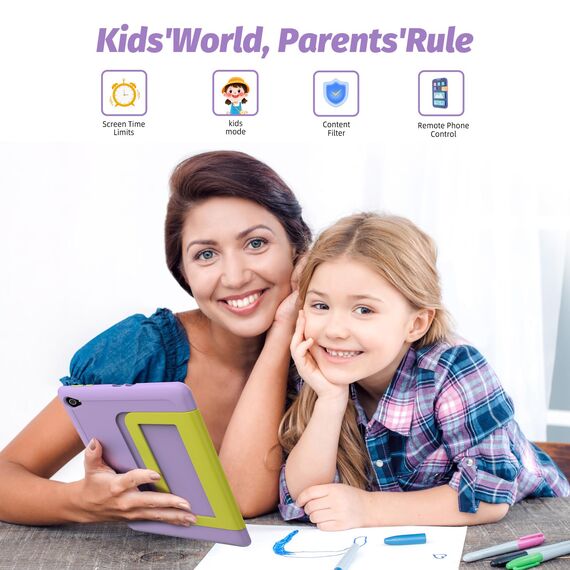 Yicty Kinder Tablet｜Upgraded Android 14 Tablet 10 Zoll für Kinder mit Schutzhülle｜Octa-Core｜8+64GB 1TF Karte erweiterbar｜Dual Kamera｜Kindersicherung｜Großes Geschenk für Kleinkind