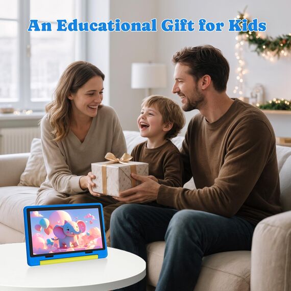 Laptok Kinder Tablet 10 Zoll, Android15 Tablet mit 20 GB RAM+64GB ROM(TF 1TB), Octa Core, Wi-Fi 6G, Widevine L1, 5000mAh, Type-C, Sturzsicherer Schutzhülle Blau