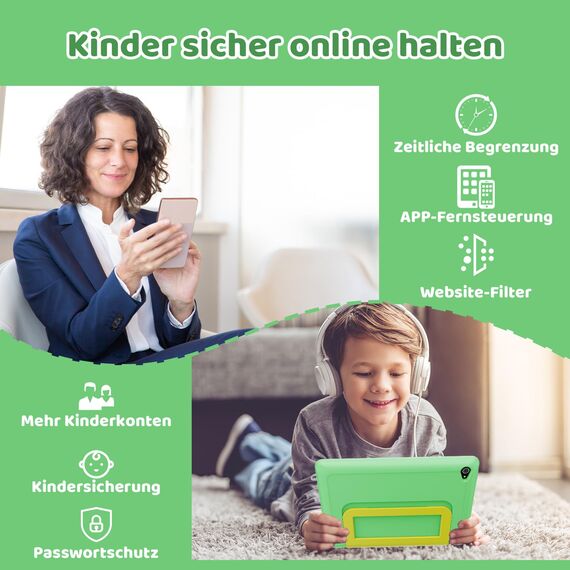 Ainmel Android Kinder Tablet, Tablet für Kinder, 8GB+64GB (128 GB Expand), Kindersteuerung, Software für Kinder vorinstalliert, Dual-Kamera