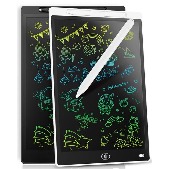 [2 STÜCKE] LCD Schreibtafel 10 Zoll, Genialba Buntes LCD Schreibtablett, LCD Writing Tablet, Elektronischer Tablette, Grafiktablett für Kinderspiele 2 3 4 5 6 7 Jahre Jungen Mädchen (Weiß&Schwarz)