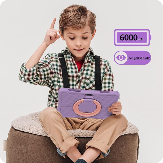 plimpton Tablets für Kinder 10 Zoll, Kinder Tablet Mit Android 15, Kindersicherung, 6000 mAh, Kids Tablet Mit 9GB RAM+64GB ROM (512GB Erweiterbar),Wi-Fi, BT mit Eva Case