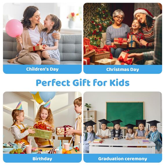 Ainmel Kinder Tablet 7 Zoll, Android Tablet für Kinder, 8GB RAM + 64GB ROM + 128GB erweiterbar, Dual-Kamera, Wi-Fi & Bluetooth, Type-C, Kids Tablet mit stoßfester Schutzhülle, Blau
