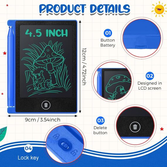 Piucrty Lcd Schreibtafel Kinder 12Pcs Beschäftigung Autofahrt Mal Tablet Kleinigkeiten Mitgebsel Kindergeburtstag Gastgeschenke Led Maltafel Zaubertafel Reise Gadgets Spielzeug Kleine Geschenke