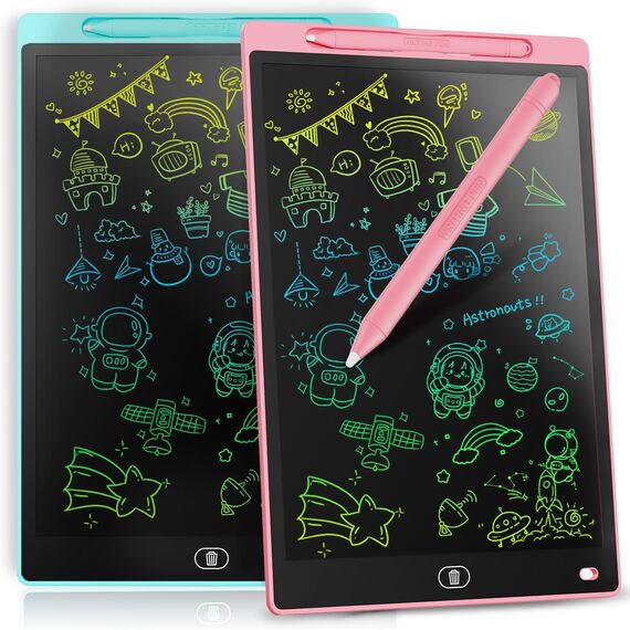 [2 STÜCKE]LCD Schreibtafel 10 Zoll, Genialba Buntes LCD Schreibtablett, LCD Writing Tablet, Elektronischer Tablette, Grafiktablett für Kinderspiele 2 3 4 5 6 7 Jahre Jungen Mädchen (Blau&Rosa)