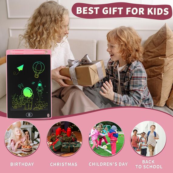 [2 Pack] LCD Schreibtafel 8,5 Zoll, LCD Schreibtablett, Tragbarer Löschbarer Zeichenbrett, Geschenk für Kinder, Grafiktablett für Kinderspiele 3 4 5 6 7 Jahre Jungen Mädchen (Blau&Rosa)