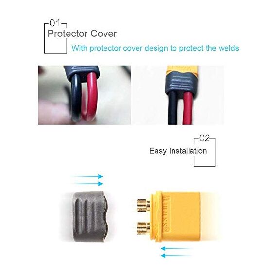 10 Paar Amass XT60H Verbesserte Version XT60-Steckverbinder mit Abdeckungen Stecker Buchse mit Mantel für Lipo-Batterie RC-Flugzeuge Autos