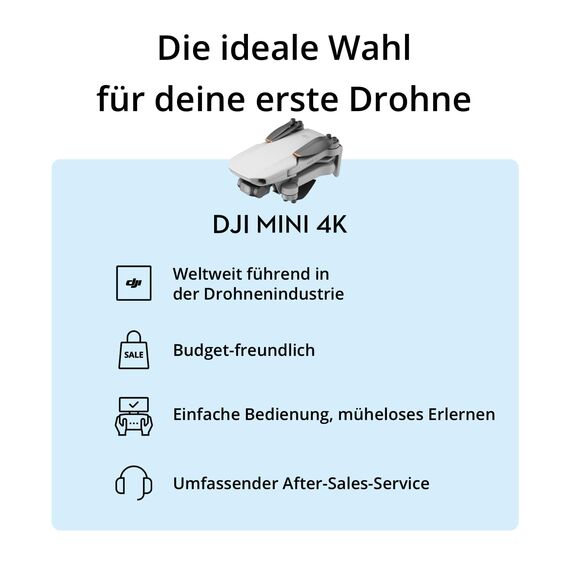 DJI Mini 4K Fly More Combo, Drohne mit 4K UHD Kamera für Erwachsene, unter 249 g, 3-Achsen Gimbal Stabilisierung, 10 km Videoübertragung, autom. Rückkehr, 3 Akkus für 93 min Flugzeit, C0, QuickShots