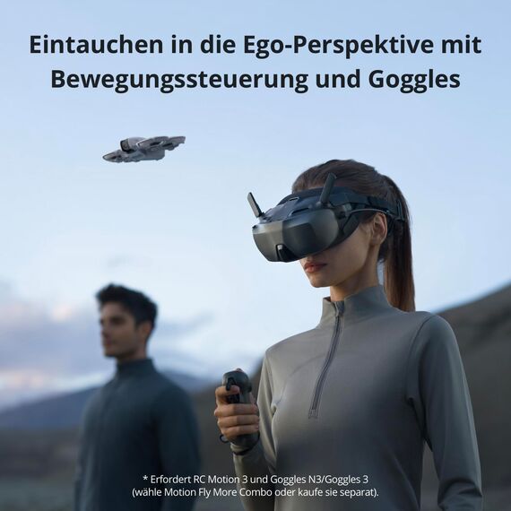 DJI Neo Motion Fly More Combo – Mini Drohne mit Kamera 4K UHD Für Erwachsene, 135g, Follow-Me, Handstart, Motivverfolgung, QuickShots, Integrierter Propellerschutz, C0, mit RC Motion 3 und 3 Akkus