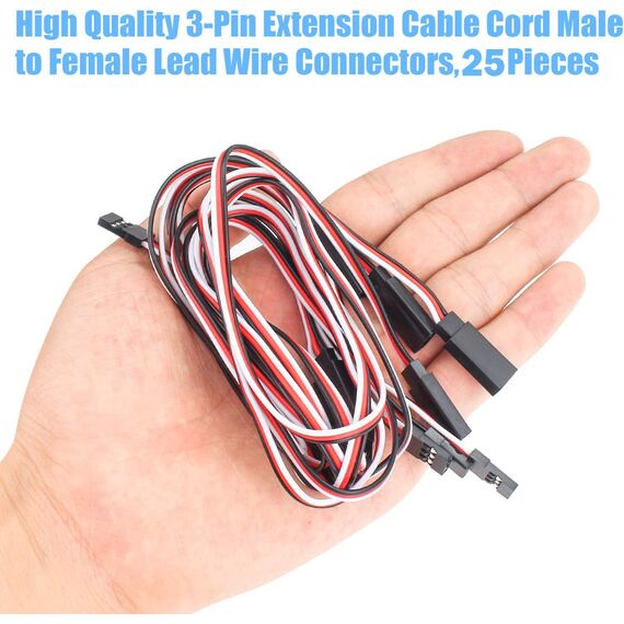 RUNCCI-YUN 25 pcs RC Servo Verlängerungskabel，JR Servoverlängerung，Servokabel，Servokabel 3 Pin Kabel ，JR Stecker Verlängerung， 5 sizes（10 cm, 15 cm, 30 cm, 50 cm und 60 cm）
