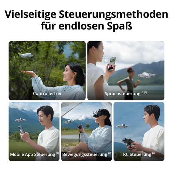 DJI Neo Motion Fly More Combo – Mini Drohne mit Kamera 4K UHD Für Erwachsene, 135g, Follow-Me, Handstart, Motivverfolgung, QuickShots, Integrierter Propellerschutz, C0, mit RC Motion 3 und 3 Akkus