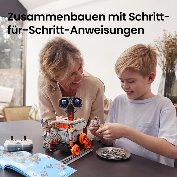 Sillbird Roboter Baukasten für Kinder ab 8 Jahren, 5-in-1 programmierbares Robotik Set mit App & Fernbedienung, Mint Technik Spielzeug mit 488 Teilen, Geschenk für Jungen