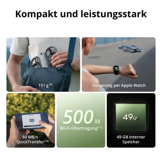 DJI Neo 2 Fly More Combo (nur Drohne), Start und Landung auf der Handfläche, Gestensteuerung, ActiveTrack, Omnidirektionale Hinderniserkennung, Drohne für Einsteiger, 3 Akkus