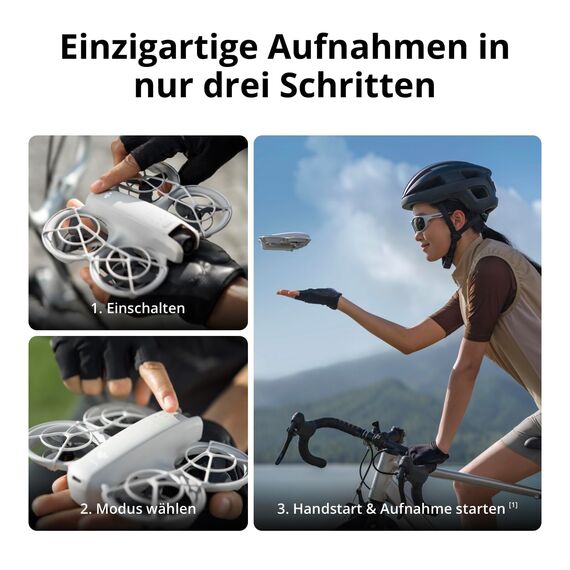 DJI Neo Combo mit 3 Akkus, Minidrohne mit 4K UHD-Kamera für Erwachsene, 135g selbstfliegende Drohne die dir folgt, Handstart, Motivverfolgung, QuickShots, stabilisiertes Video (Controllerfrei)