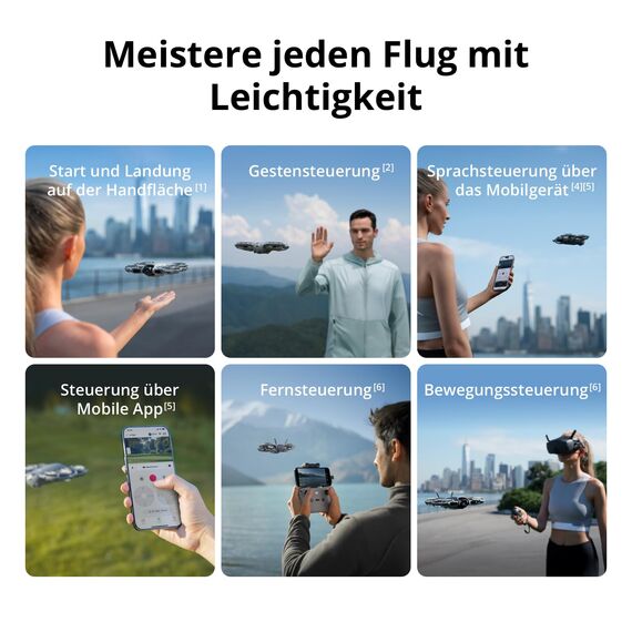 DJI Neo 2 Fly More Combo (nur Drohne), Start und Landung auf der Handfläche, Gestensteuerung, ActiveTrack, Omnidirektionale Hinderniserkennung, Drohne für Einsteiger, 3 Akkus