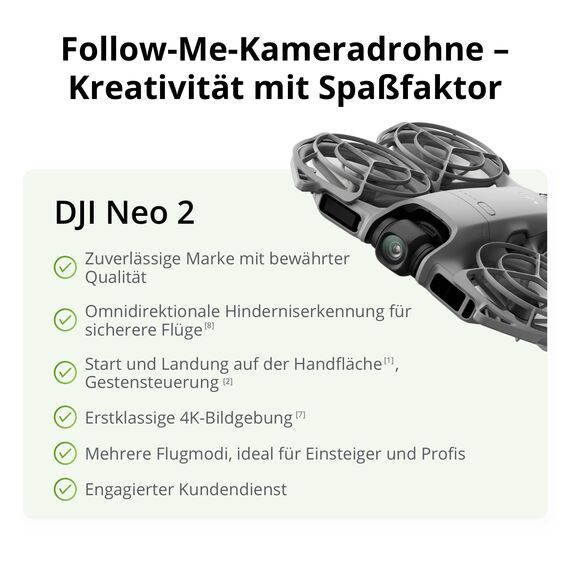 DJI Neo 2 Fly More Combo (nur Drohne), Start und Landung auf der Handfläche, Gestensteuerung, ActiveTrack, Omnidirektionale Hinderniserkennung, Drohne für Einsteiger, 3 Akkus