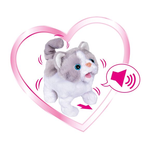 Simba 105893453 - Chichi Love Little Cat, läuft und wackelt mit dem Schwanz, Plüschkatze, mit Funktion, mit Sound, für Kinder ab 5 Jahren geeignet, 15 cm