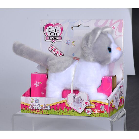 Simba 105893453 - Chichi Love Little Cat, läuft und wackelt mit dem Schwanz, Plüschkatze, mit Funktion, mit Sound, für Kinder ab 5 Jahren geeignet, 15 cm