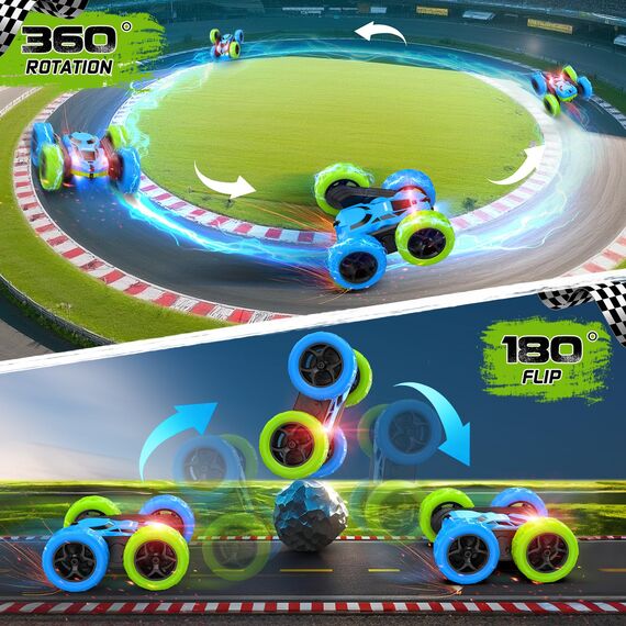 cosone Ferngesteuertes Auto ab 6-12 Jahre 360° Flip RC Car mit LED Licht & USB-C Modular Batteries 4WD Off Road Drift Spielzeugauto für Kinder Geburtstags Geschenke