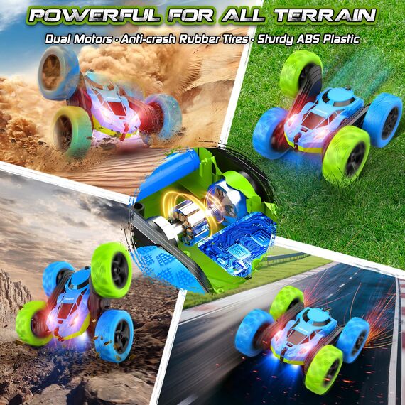 cosone Ferngesteuertes Auto ab 6-12 Jahre 360° Flip RC Car mit LED Licht & USB-C Modular Batteries 4WD Off Road Drift Spielzeugauto für Kinder Geburtstags Geschenke