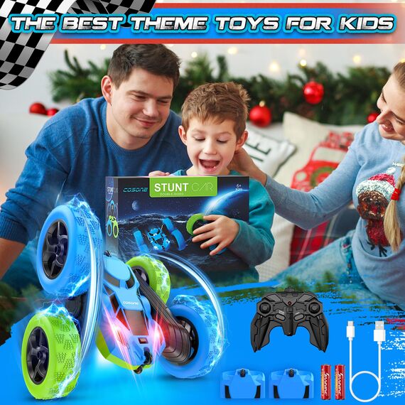 cosone Ferngesteuertes Auto ab 6-12 Jahre 360° Flip RC Car mit LED Licht & USB-C Modular Batteries 4WD Off Road Drift Spielzeugauto für Kinder Geburtstags Geschenke