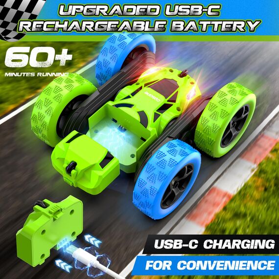 cosone Ferngesteuertes Auto ab 6-12 Jahre 360° Flip RC Car mit LED Licht & USB-C Modular Batteries 4WD Off Road Drift Spielzeugauto für Kinder Geburtstags Geschenke