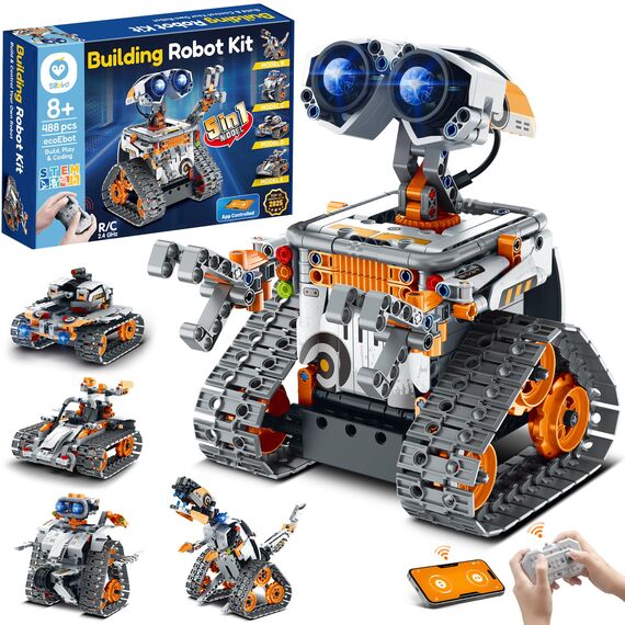 Sillbird Roboter Baukasten für Kinder ab 8 Jahren, 5-in-1 programmierbares Robotik Set mit App & Fernbedienung, Mint Technik Spielzeug mit 488 Teilen, Geschenk für Jungen