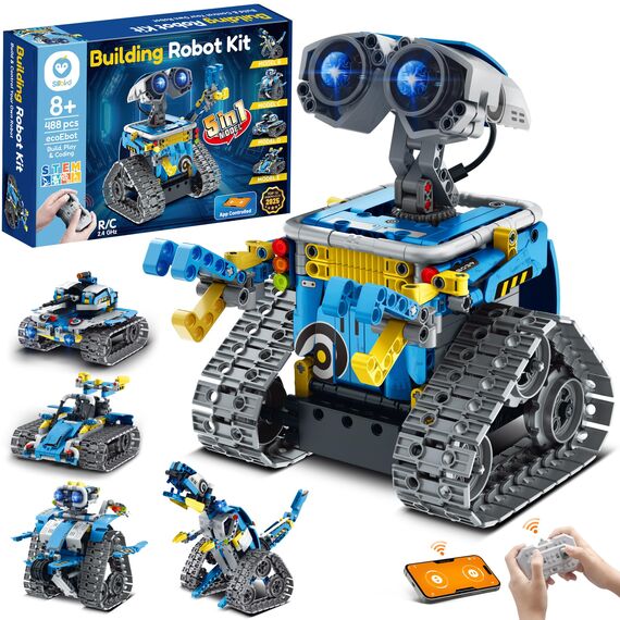 Sillbird Technik Roboter Bauspielzeug für Jungen 8-12 Jahre, 5-in-1 Programmierbares Robot mit App-Fernsteuerung, Geschenk für Weihnachten und Geburtstag, 488 Teile