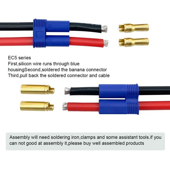 10 Paar EC5 Bananenstecker Weiblich Maennlich Rundstecker, EC5 5mm Anschlussstecker + Buchse Set Goldstecker Für RC ESC Akku LIPO Motor