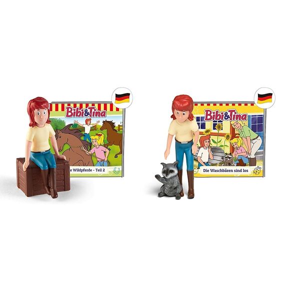 tonies Hörfiguren für Toniebox, Bibi und Tina – Die Wildpferde Teil 2 & Hörfiguren für Toniebox, Bibi und Tina – Die Waschbären sind los, Hörspiel für Kinder ab 6 Jahren, Spielzeit ca. 40 Minuten