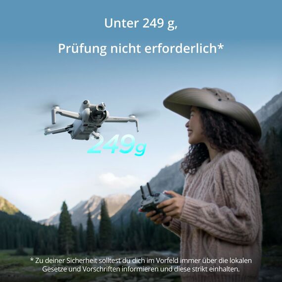 DJI Mini 4 Pro (DJI RC 2 Fernsteuerung), faltbare Mini-Drohne mit 4K-Kamera für Erwachsene, unter 249 g, 34 Minuten Flugzeit, 20 km Video-Übertragung, omnidirektionale Bilderkennung, Klasse-C0
