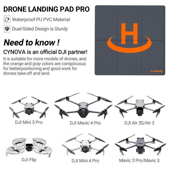 CYNOVA Drohnen Landeplatz,50cm / 20'' Universal Schnell Faltbar Landeplatz Drohne für Dji Mini 4K / Mini5 / Mini4 Pro/DJI Air3 / Mini 3 Pro /Mini2 /FPV, Drohnen Zubehör(50cm)