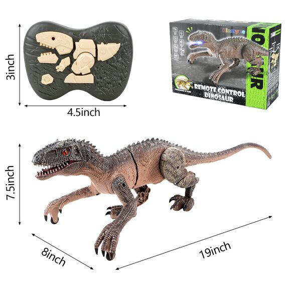 Kizmyee Dinosaurier Spielzeug，Dinosaurier Ferngesteuert für Kinder Realistisches Velociraptor mit Gehen，Brüllen，Leuchtenden Augen und Kopfschütteln Kleinkinder Jungen Mädchen Geschenkfür
