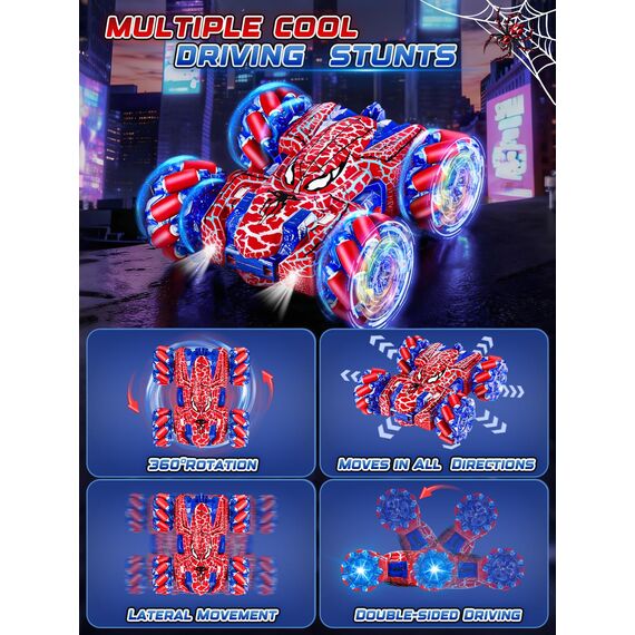 Kssvzz Spider Handsteuerung Ferngesteuertes Auto,2.4GHz RC Auto mit Ganzkörperbeleuchtung & 360° Rotation,4WD Monstertruck Spielzeug Kinder Weihnachten Geburtstag Geschenke ab 3-12 Jahre