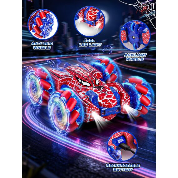Kssvzz Spider Handsteuerung Ferngesteuertes Auto,2.4GHz RC Auto mit Ganzkörperbeleuchtung & 360° Rotation,4WD Monstertruck Spielzeug Kinder Weihnachten Geburtstag Geschenke ab 3-12 Jahre