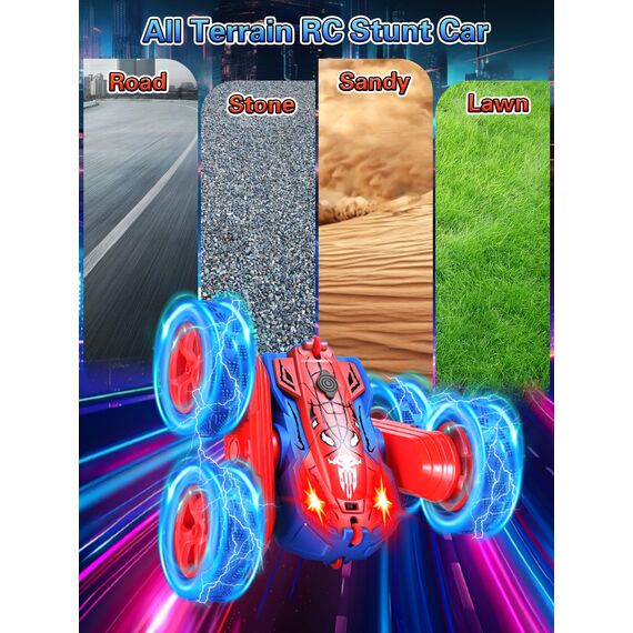 Kssvzz Spider Ferngesteuertes Auto, 2.4GHZ RC Spielzeug Auto für Kinder, RC Stunt Car 360° Flip Offroad mit LED Blinken & Sprühnebel, Spielzeugautos Ferngesteuerte für Jungen ab 3-12