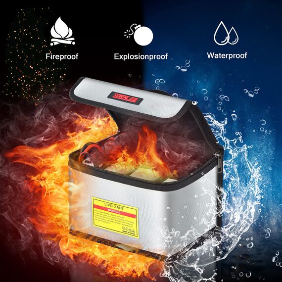 STARTRC Lipo Safe Bag Feuerfeste, explosionsgeschützte Tasche Großraum-Lipo Akku Aufbewahrungsbox Schutzschalter Schutztasche zum Aufbewahren und Laden