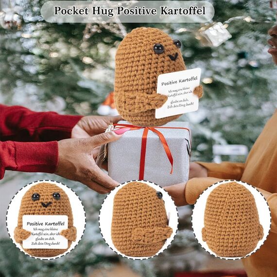 XBOCMY Pocket Hug Positive Kartoffel, Kreative Strickwolle Kartoffel Puppe, Mutmacher Geschenk, Gute Besserung, glücksbringer, Einschulung Geschenk, Alles Wird gut