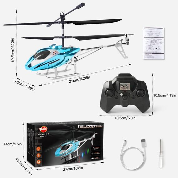 VATOS RC-Hubschrauber für Jungen, 2.4G Ferngesteuerter Hubschrauber mit LED-Licht für Kinder ab 12 Jahren, Feste Höhe, Start mit Einer Taste, RC-Flugzeuge Jungen und Erwachsene