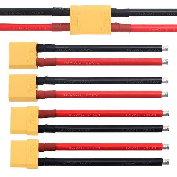YIXISI 2 Paar XT90 Stecker Männlich Weiblich Stecker, XT90 Plug Male Female Connector mit 100mm 10AWG Silikondraht, für RC Lipo Batterie FPV Drohne