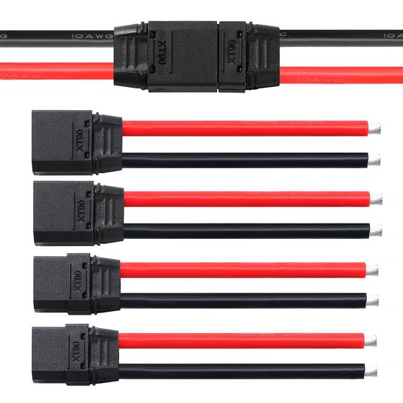 YIXISI 2 Paar XT90 Stecker Männlich Weiblich Stecker, XT90 Plug Male Female Connector mit Mantel Gehäuse Stecker, mit 100mm 10AWG Silikondraht, für RC Lipo Batterie FPV Drohne, Schwarz