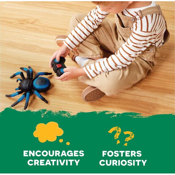 TERRA by Battat - Blaue Vogelspinne - Ferngesteuerte Spinne für Kinder - RC Tarantula mit LED-Augen - Realistisches Tier und bewegliche Beine - Schnelle Bewegung & 360 Spin - 6 Jahre +