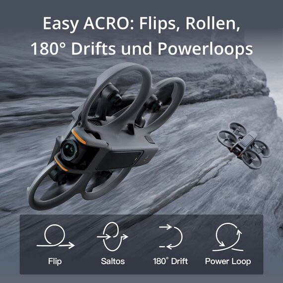DJI Avata 2 (nur Drohne), FPV mit 4K-Kamera, immersiver Flug, mit Propellerschutz, einfache Flips/Rollen, superweites 155° Sichtfeld, kompatibel mit RC Motion 3, POV Content Kamera-Drohne