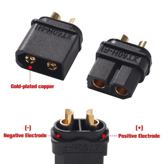 YIXISI 10 Paar XT60 XT60H Batterie Anschlüsse, XT60H Männlich Weiblich Stecker Buchse, XT60H Mantelgehäuse Stecker, für RC Lipo Akku, Schwarz + Gelb