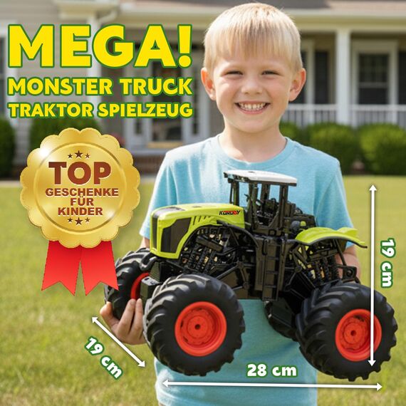 Ferngesteuerter Traktor Ferngesteuert ab 3 4 6 Jahre, 2.4GHz 1:16 Ferngesteuerter Monstertruck Ferngesteuert mit Licht, 8 Kanal Traktor Spielzeug ab 3 4 6 Jahre, Leicht zu Passierende Komplexe Gelände